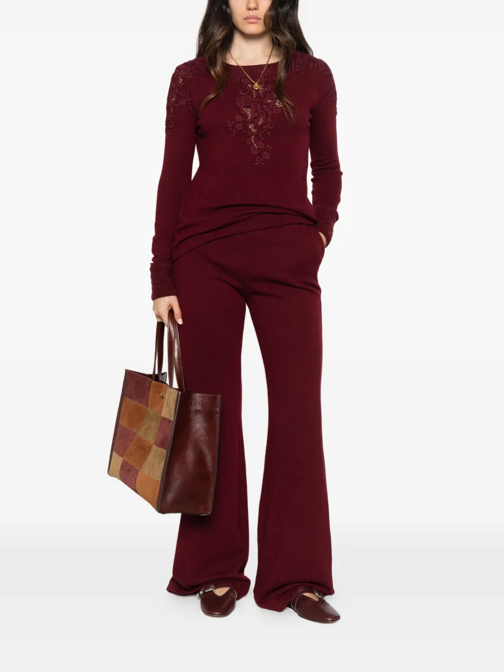 Ermanno Scervino lace-embellished sweater Rood