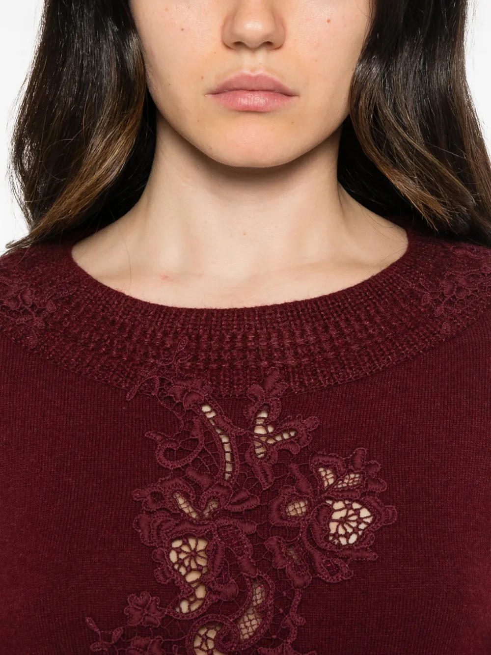 Ermanno Scervino lace-embellished sweater Rood