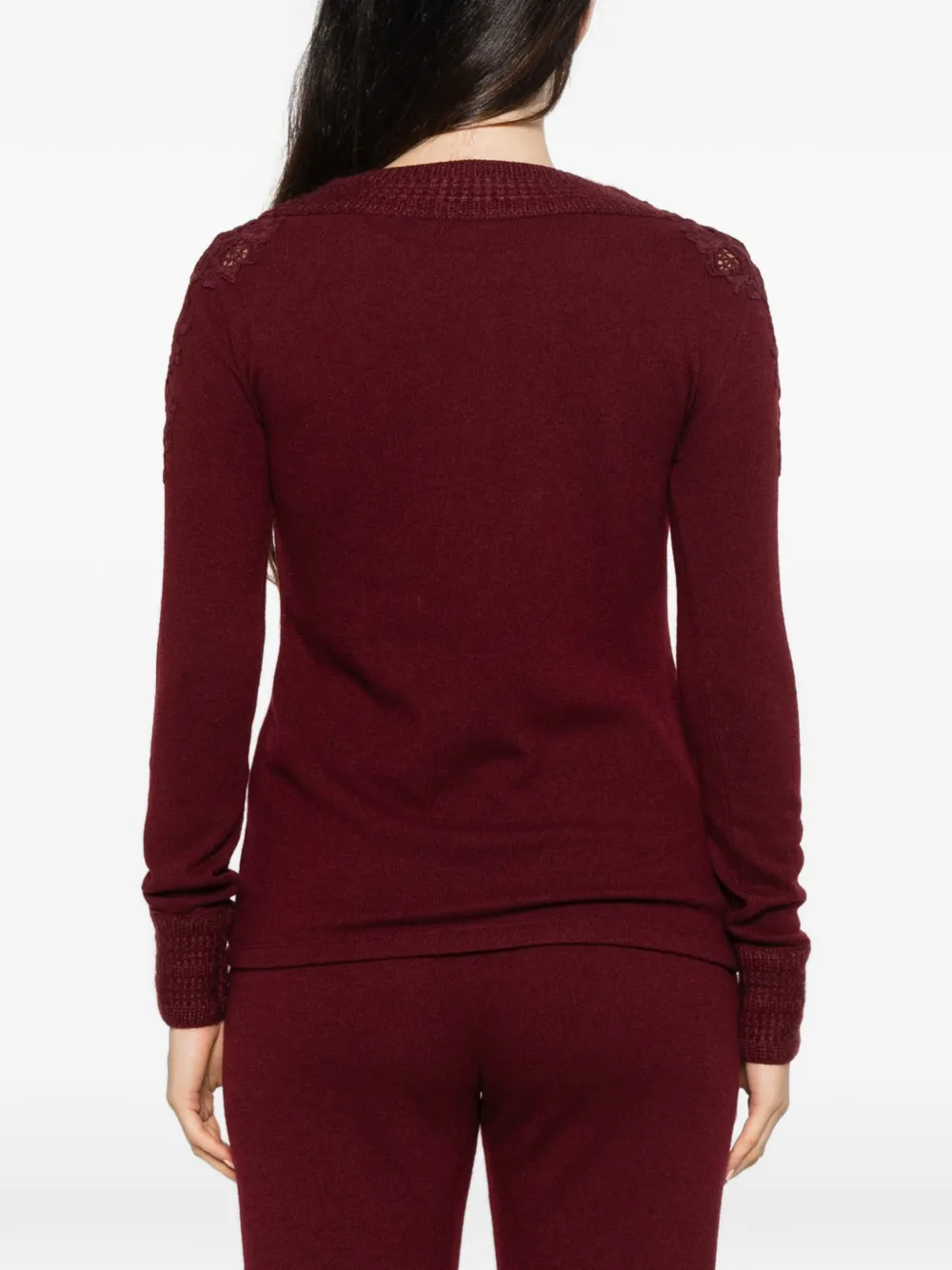 Ermanno Scervino lace-embellished sweater Rood