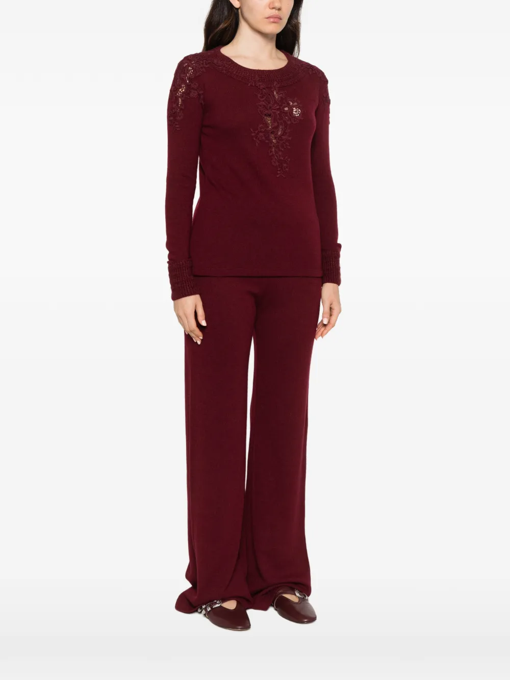 Ermanno Scervino lace-embellished sweater Rood