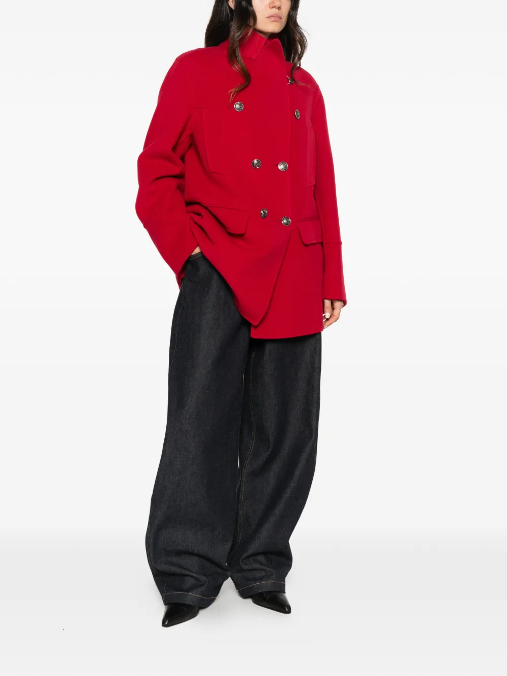 Ermanno Scervino double-breasted wool coat Rood