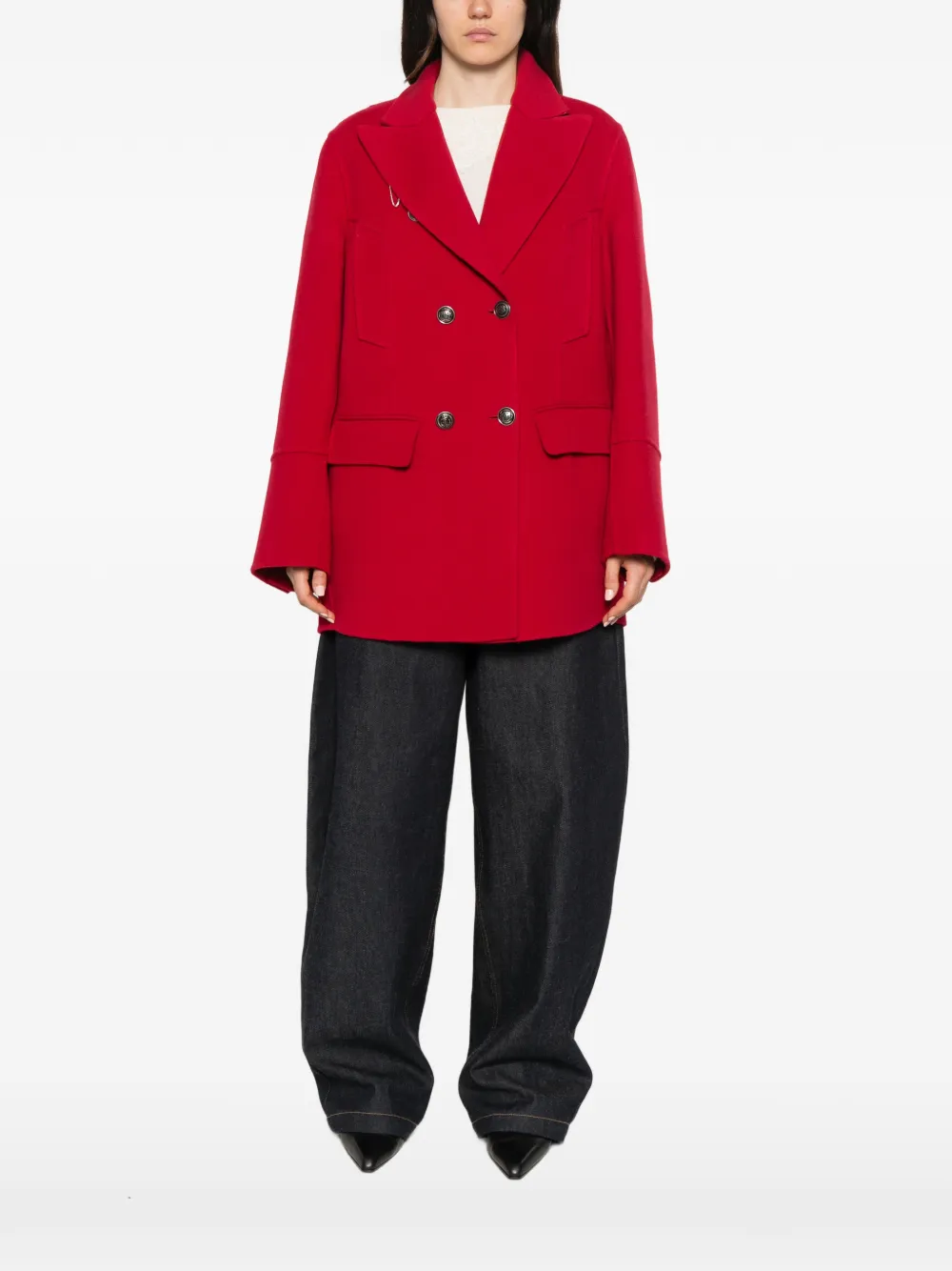 Ermanno Scervino double-breasted wool coat Rood