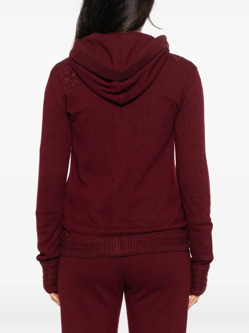 Ermanno Scervino lace-embroidered zip-up hoodie Rood
