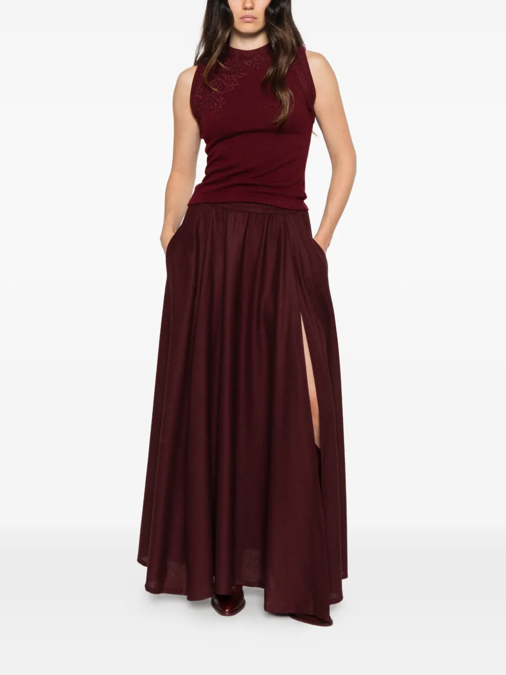 Ermanno Scervino lace-embellished sleeveless top Rood