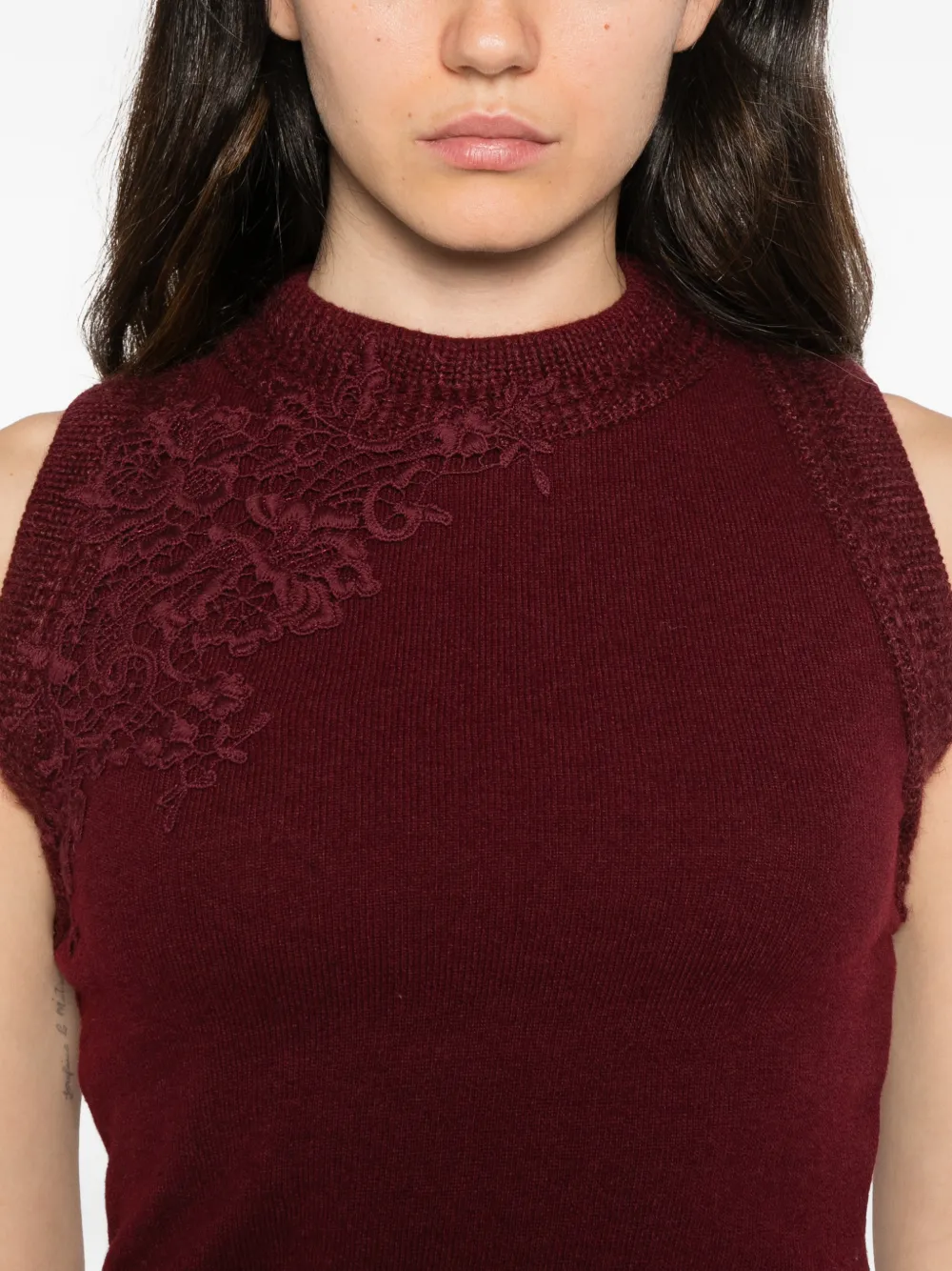 Ermanno Scervino lace-embellished sleeveless top Rood