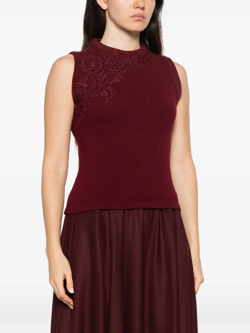Ermanno Scervino lace-embellished sleeveless top Rood