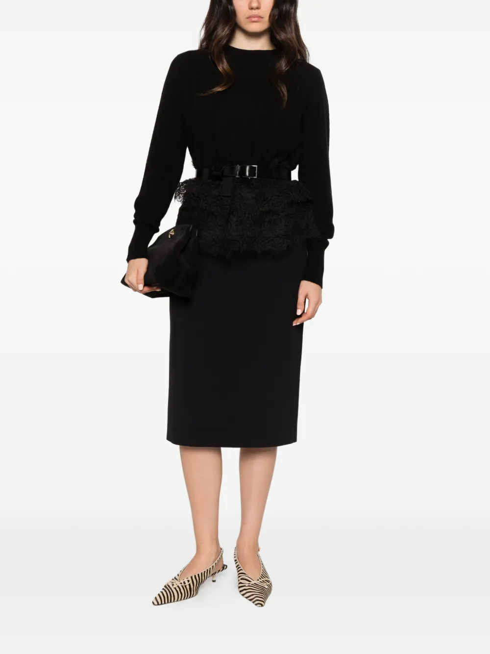 Ermanno Scervino lace-panel sweater Zwart