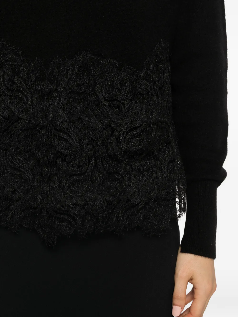 Ermanno Scervino lace-panel sweater Zwart