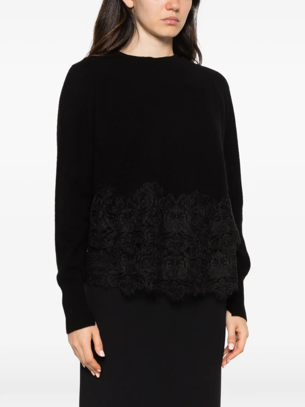 Ermanno Scervino lace-panel sweater Zwart