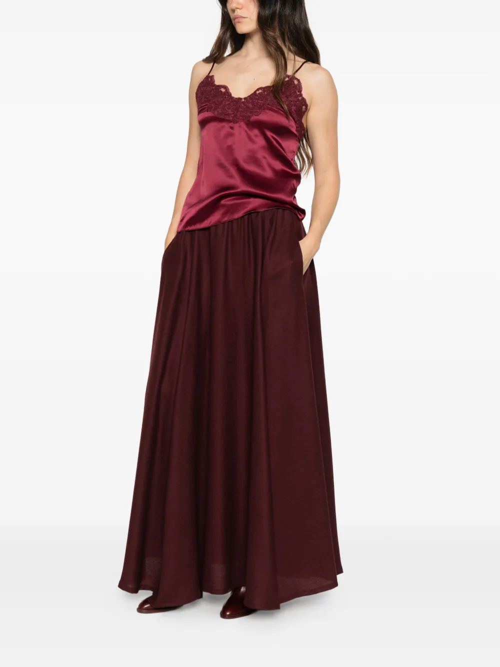 Ermanno Scervino lace-trim camisole top Rood