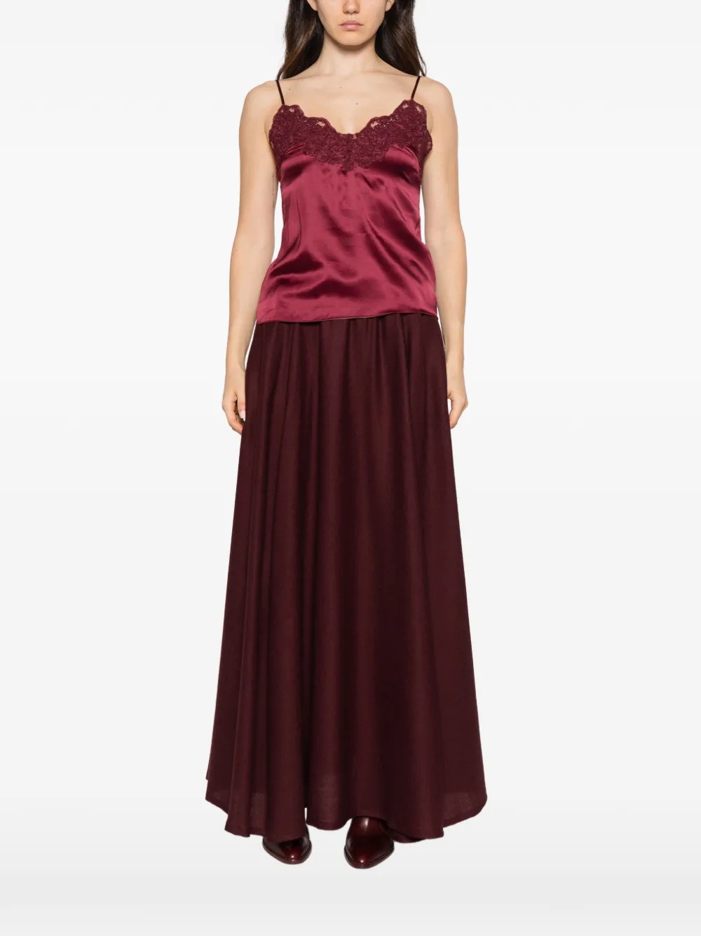 Ermanno Scervino lace-trim camisole top Rood