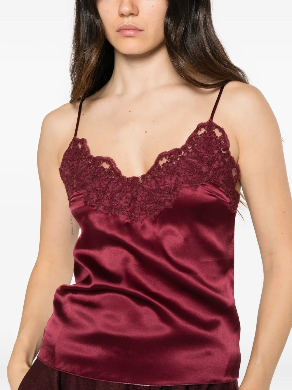 Ermanno Scervino lace-trim camisole top Rood