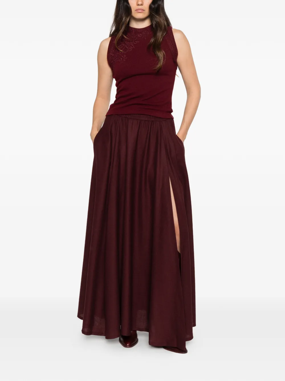 Ermanno Scervino side-slit flared maxi skirt Rood