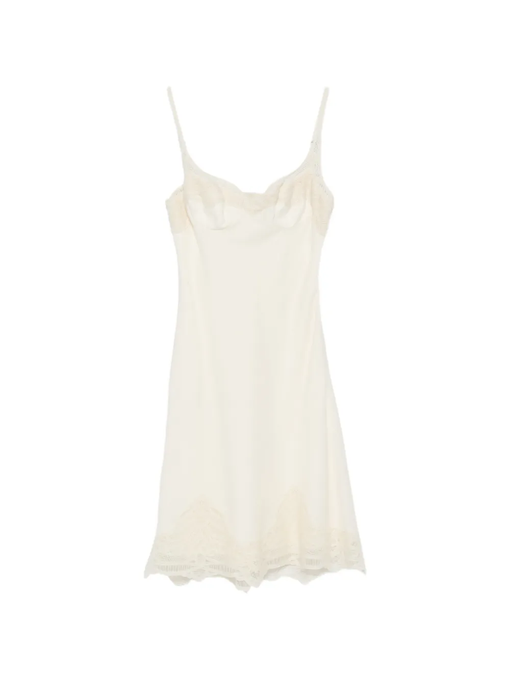 Ermanno Scervino lace-trim wool mini dress Beige