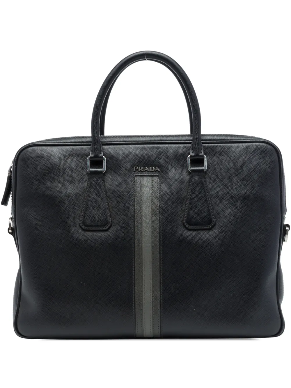 Prada Pre-Owned 2000-2013 Saffiano Striped business bag - Nero