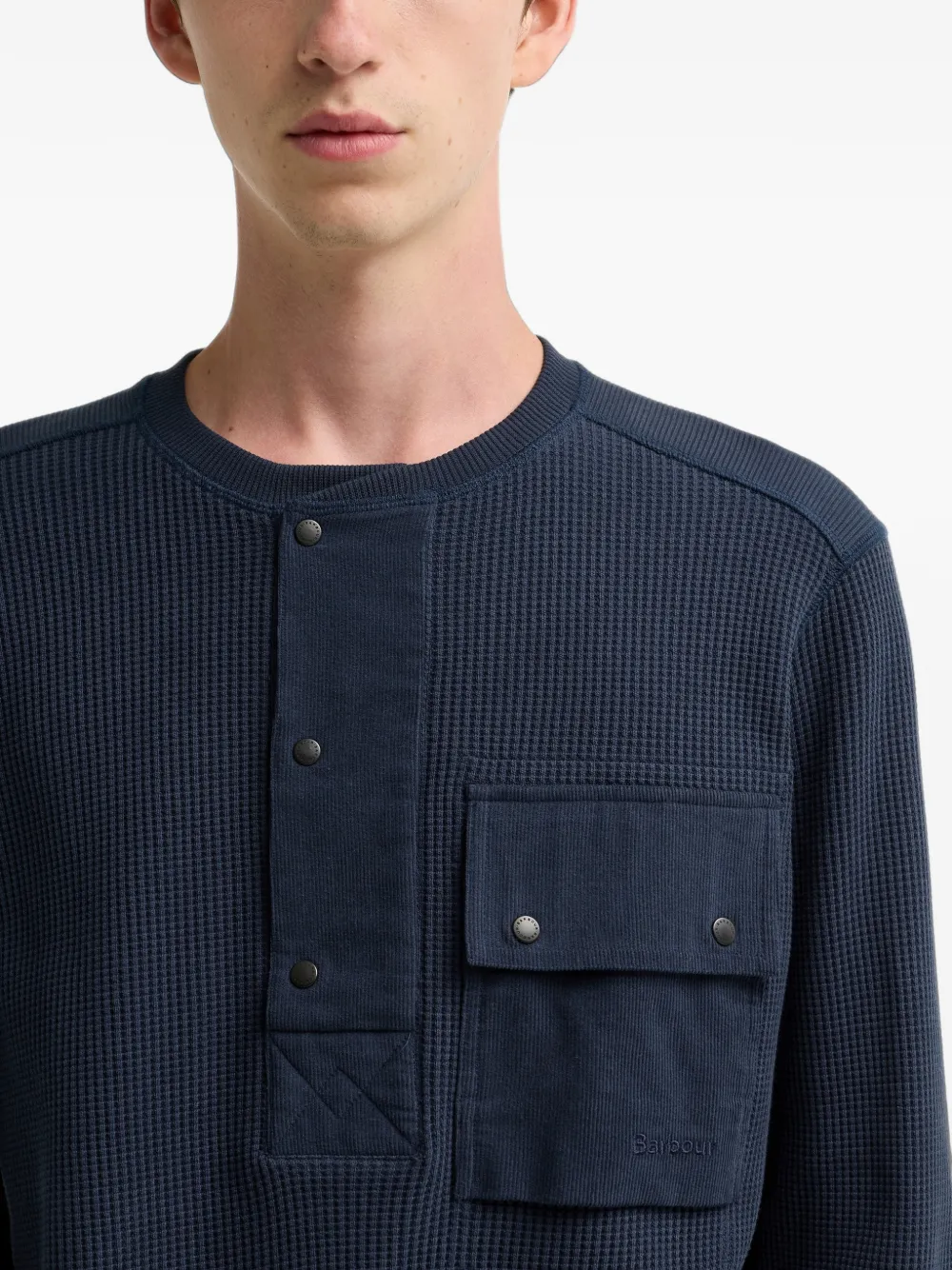 Barbour Wafelgebreid poloshirt met borstzak Blauw