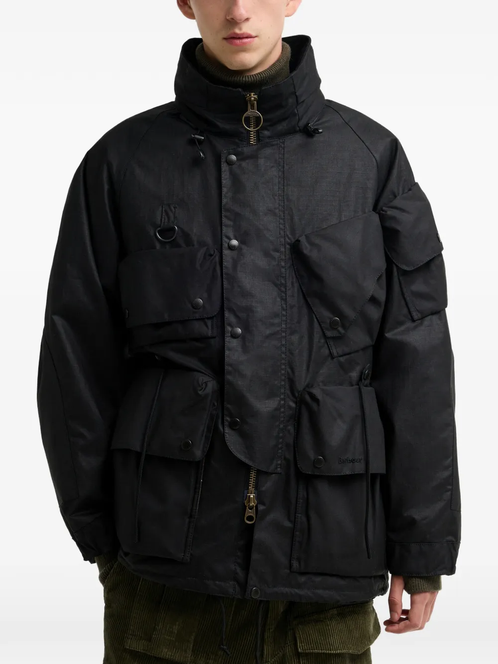 Barbour Gewaxt jack met meerdere zakken Zwart