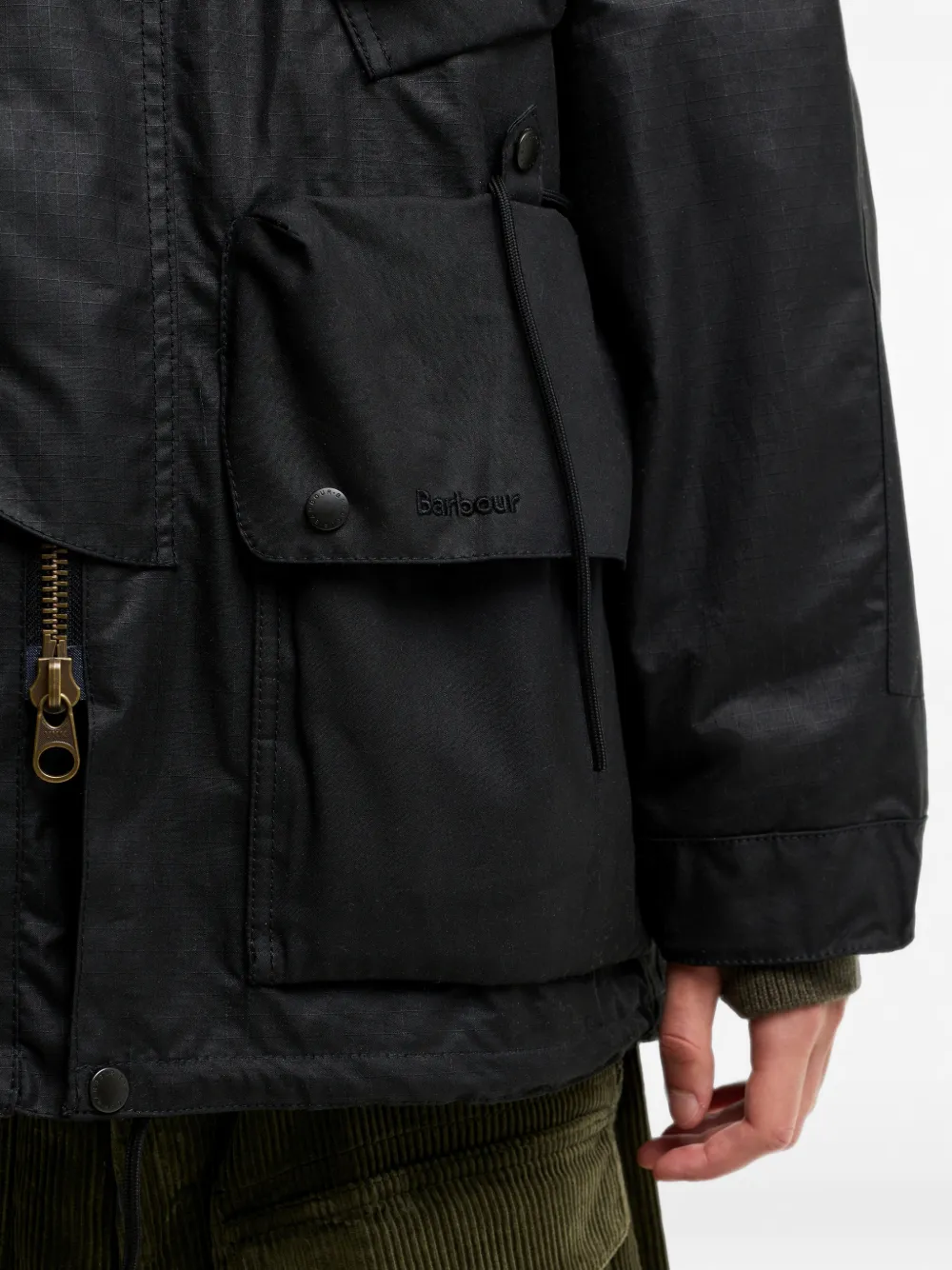 Barbour Gewaxt jack met meerdere zakken Zwart