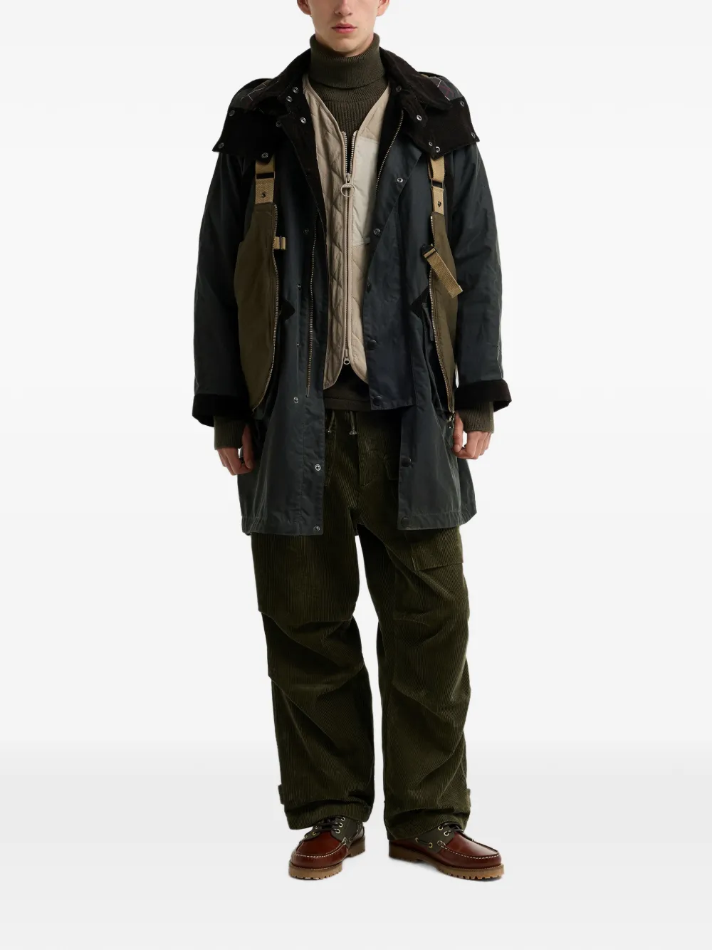 Barbour waxed-cotton hooded jacket Groen