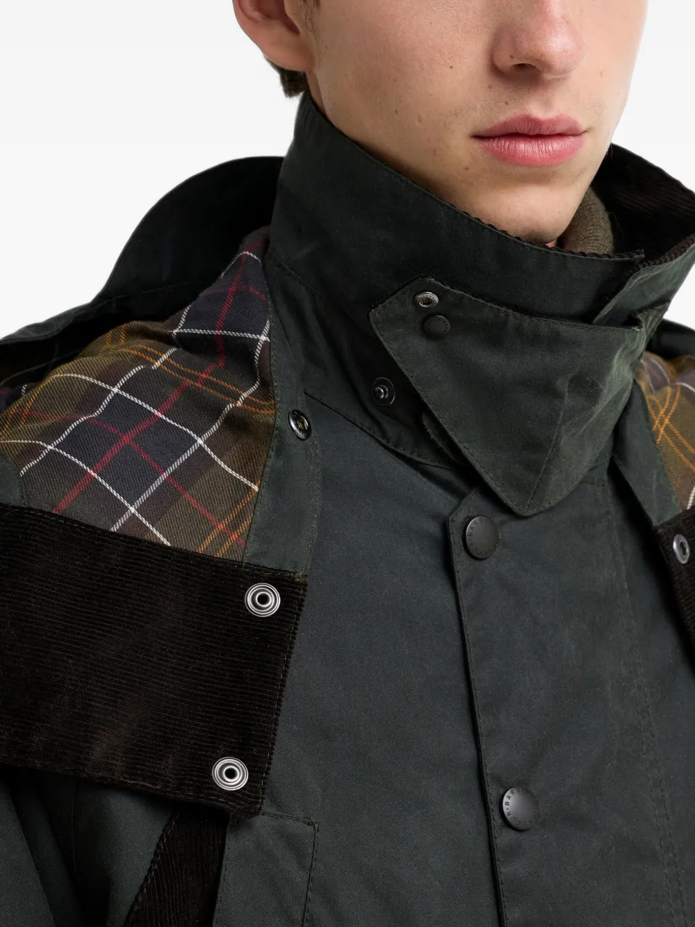 Barbour waxed-cotton hooded jacket Groen