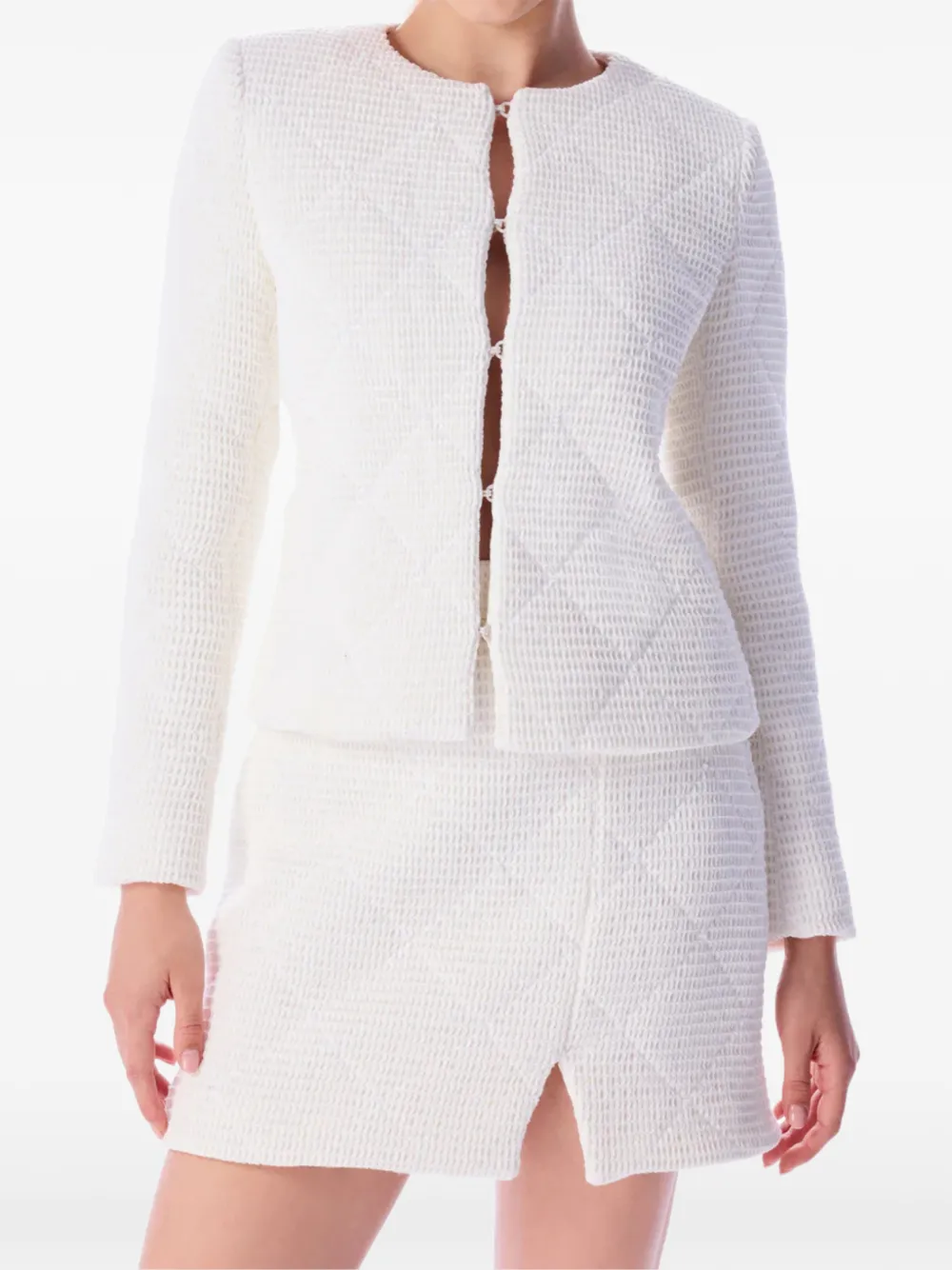 IMROSKA quilted textured skirt suit