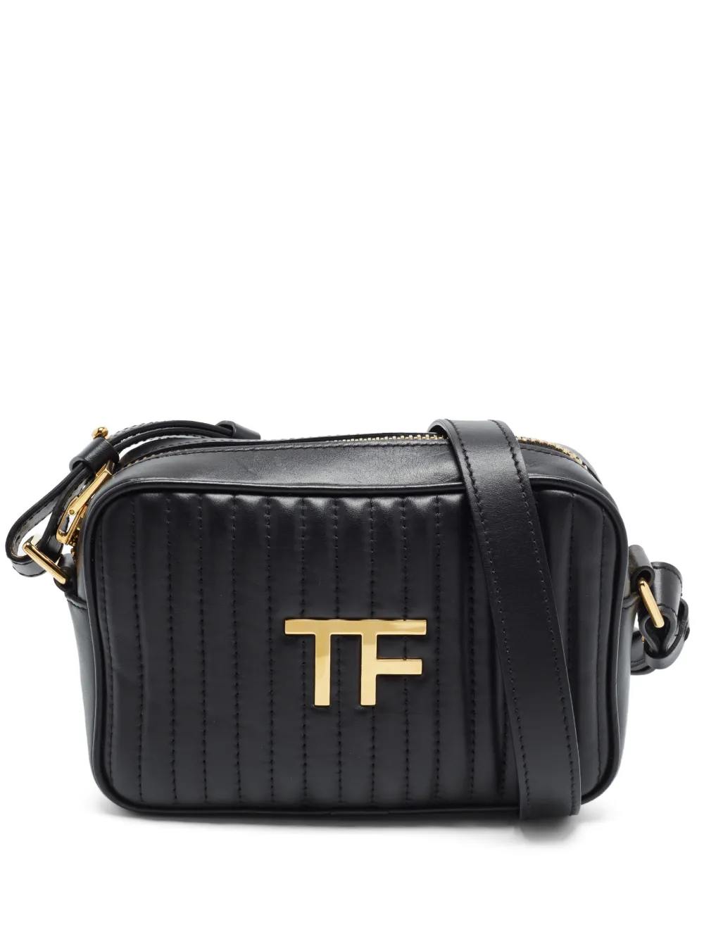 Tom Ford Vintage TF Logo quilted crossbody bag - Nero