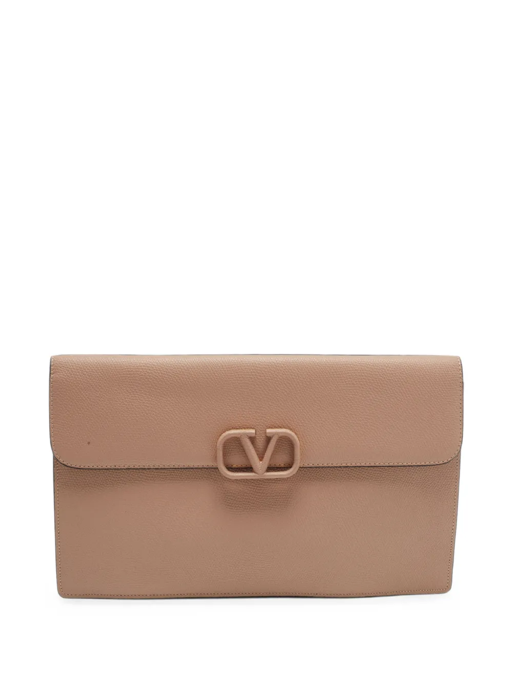 Valentino Garavani Pre-Owned VLogo flap clutch bag - Nude