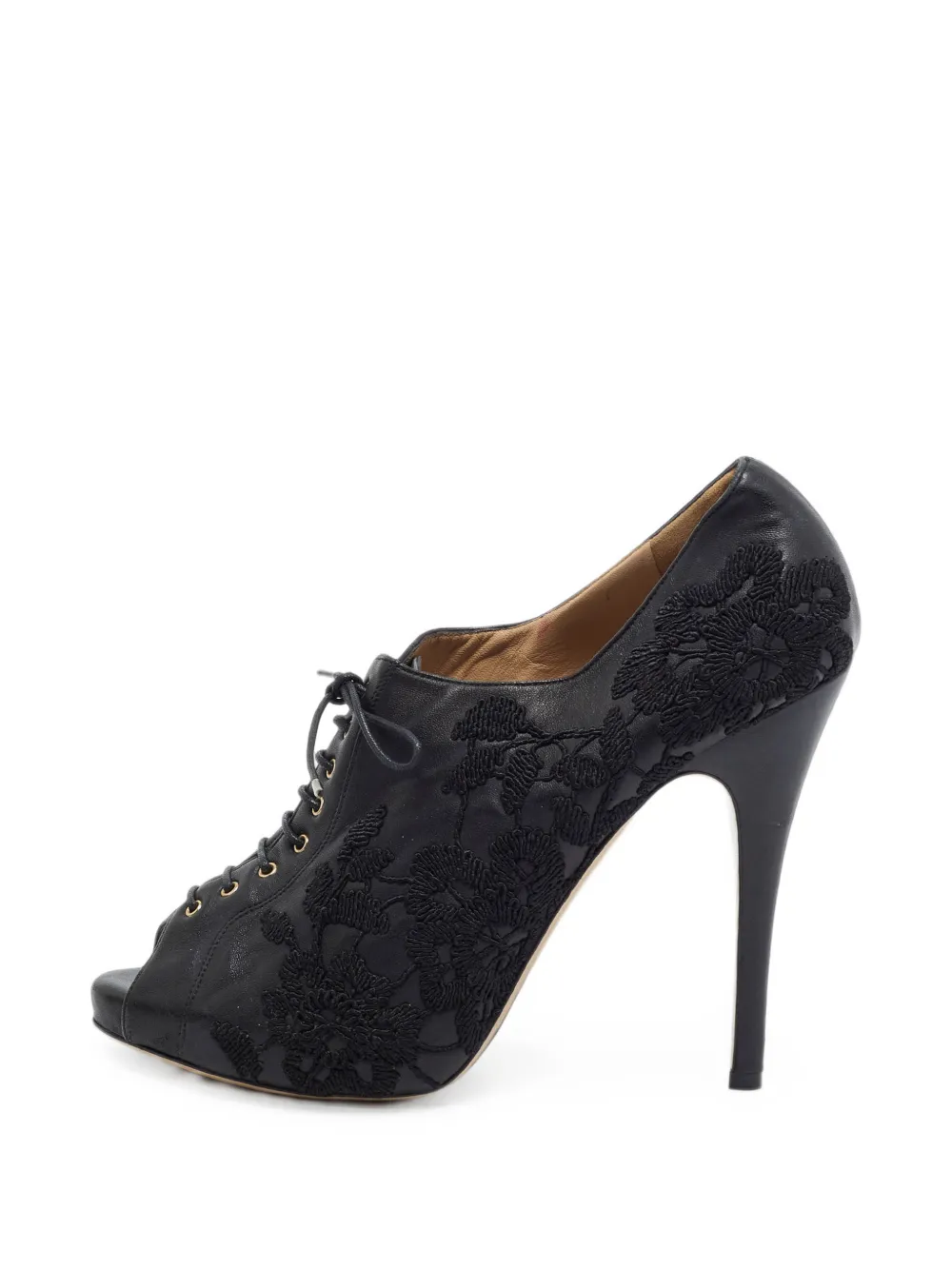 Valentino Garavani Pre-Owned 40 Ellis floral-embroidered ankle boots - Noir