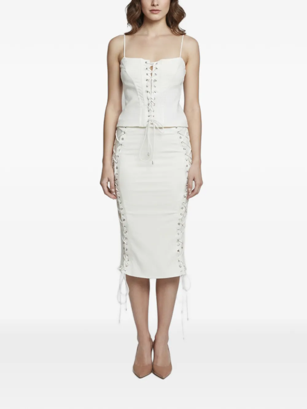 CAMILA COELHO midi skirt and corset top set - Weiß