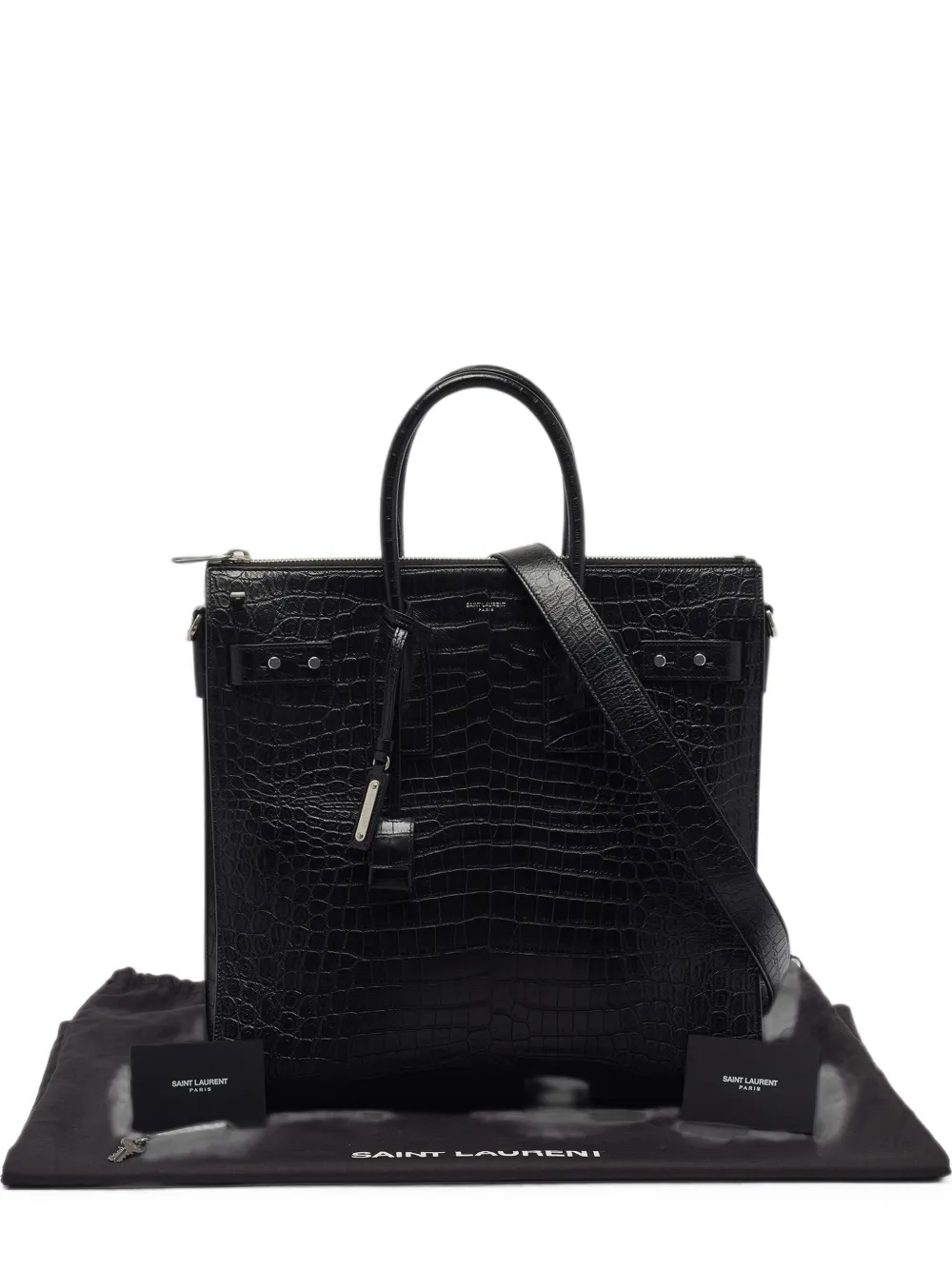 Saint Laurent Pre-Owned 2023 Sac De Jour crocodile-embossed leather tote bag - Nero