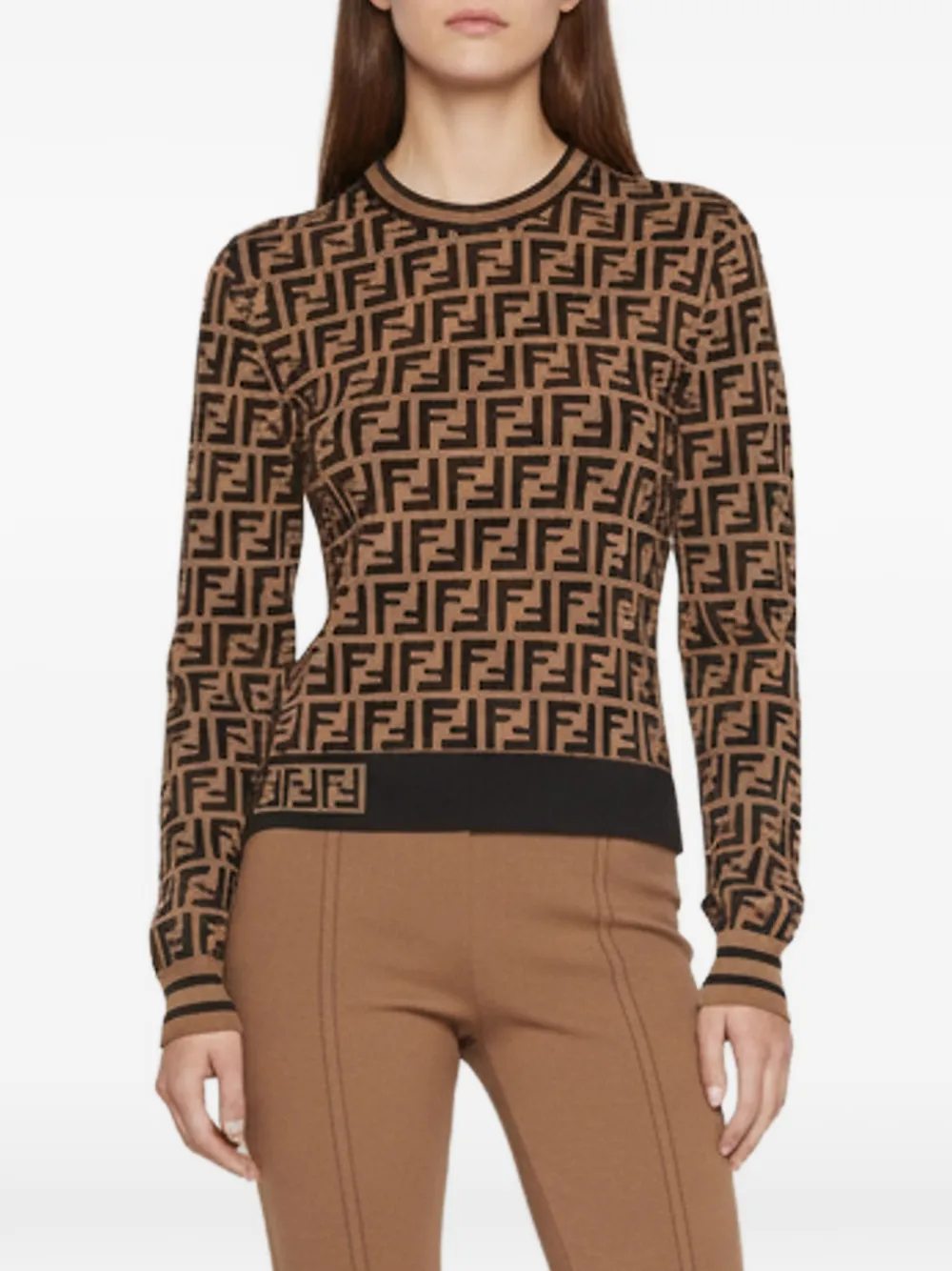 Fendi Pre-Owned Zucca jacquard jumper - Braun