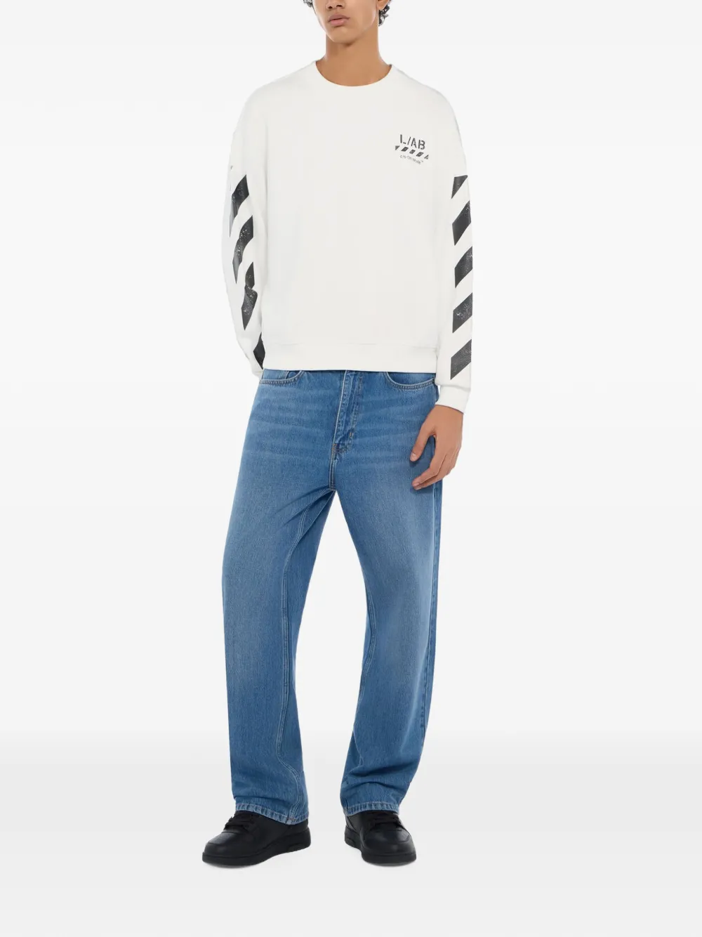 L ab c o Off-White x L AB trui met logo-print en Diagonal-patroon Wit