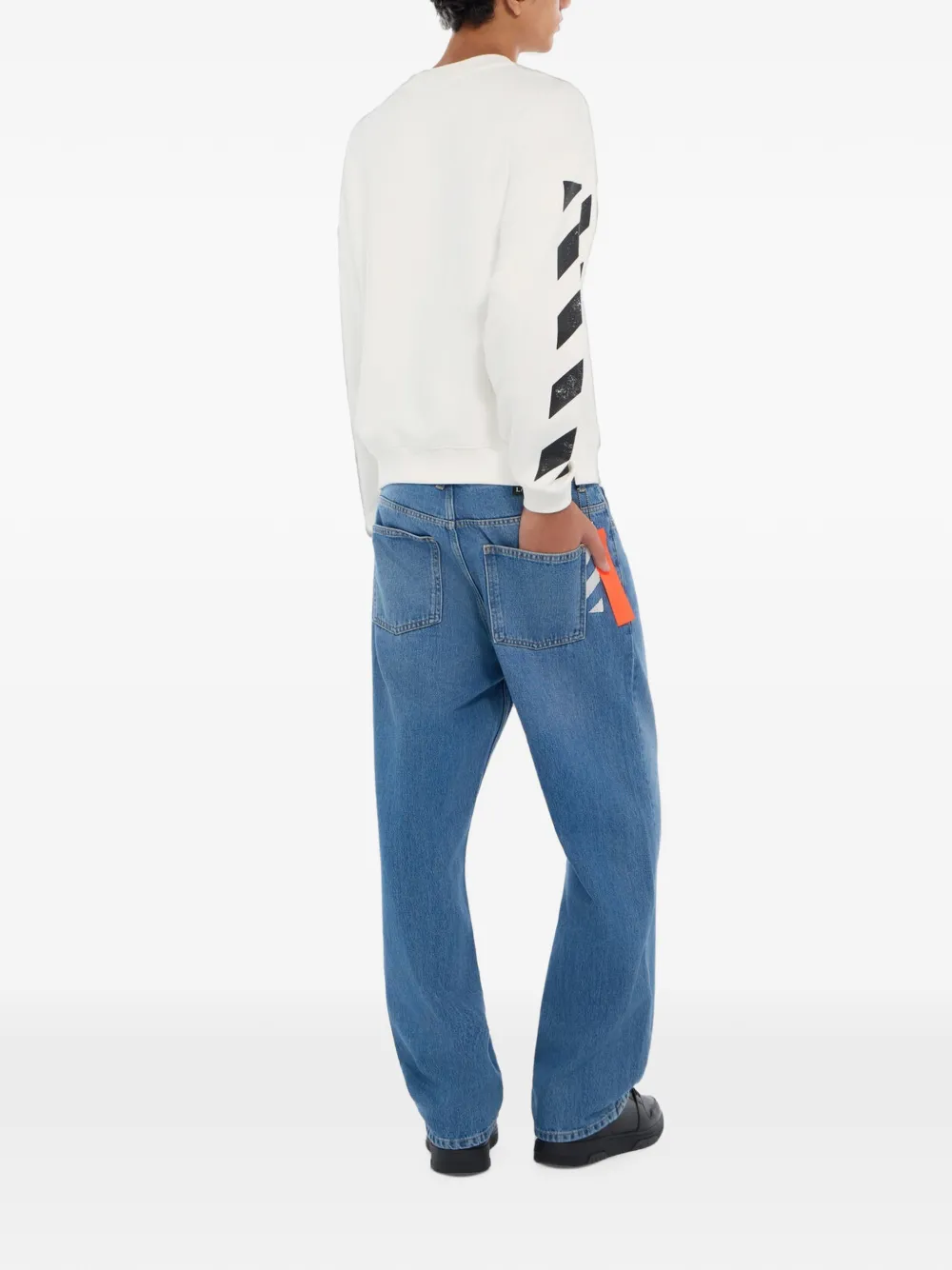 L ab c o Off-White x L AB trui met logo-print en Diagonal-patroon Wit