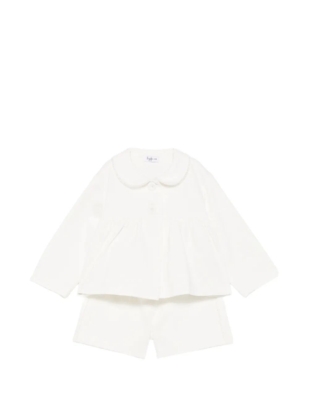 Il Gufo Peter Pan-collar peplum-waist shorts set Wit