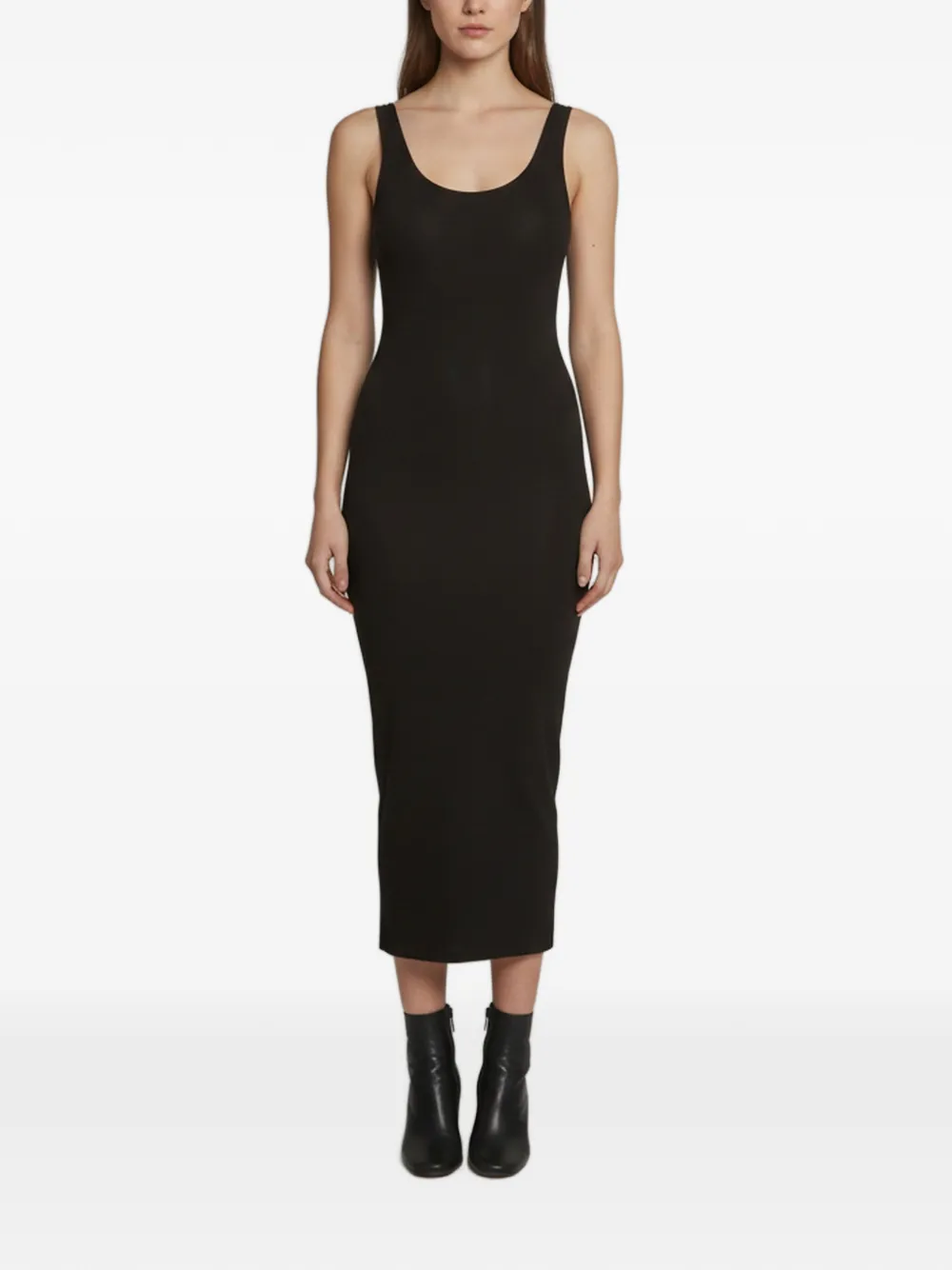 Enza Costa rib-knit scoop-neck midi dress - Noir