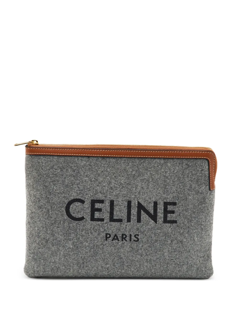 Celine Pre-Owned felt leather-trim clutch bag - Grau