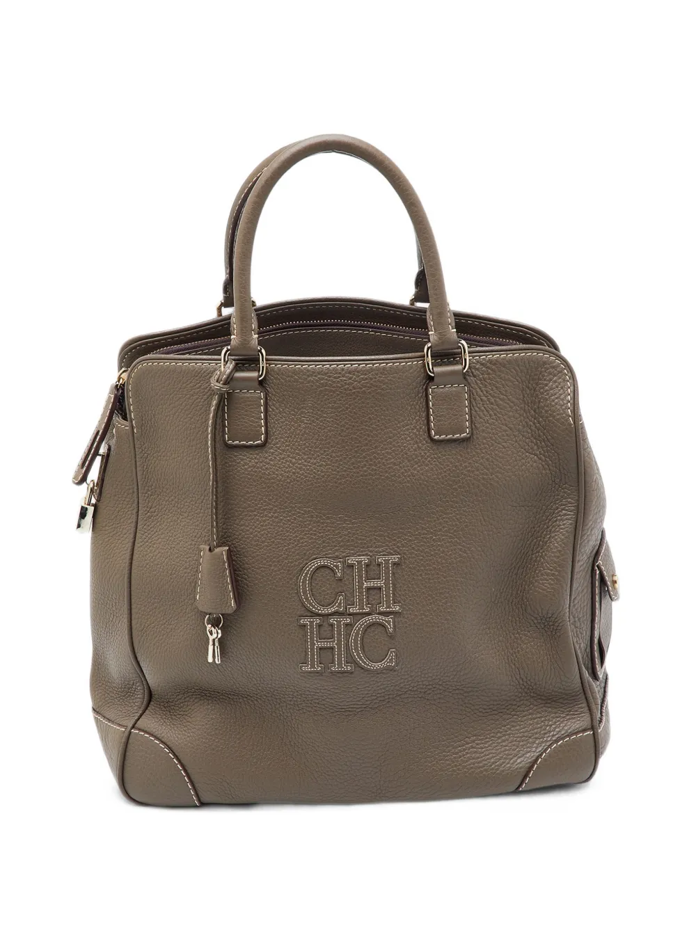 Tila March CHHC logo leather tote bag - Marrone