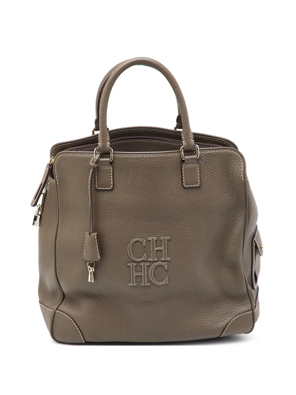 Tila March CHHC logo leather tote bag - Marrone
