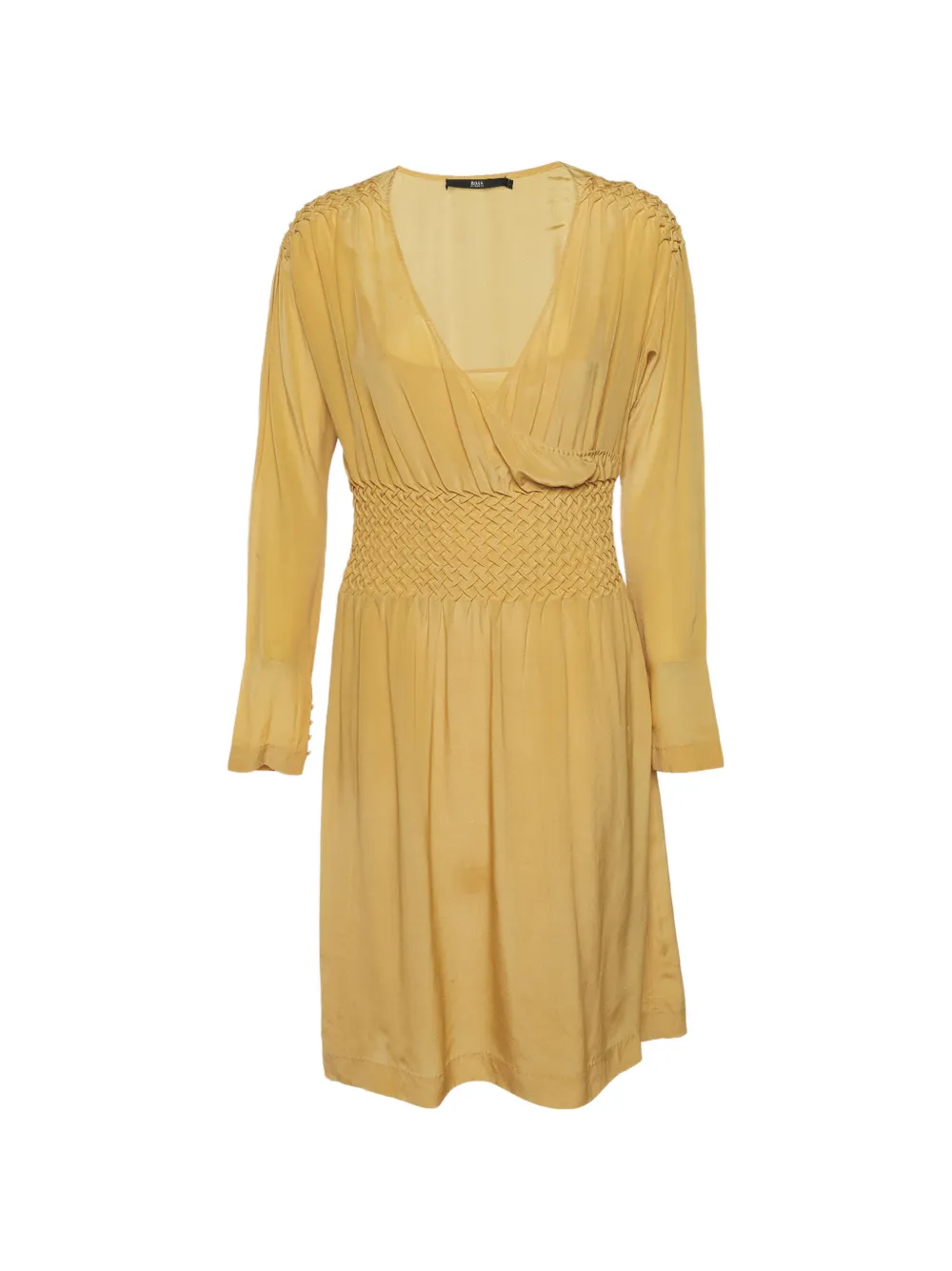BOSS smocked-waistband midi dress - Gelb