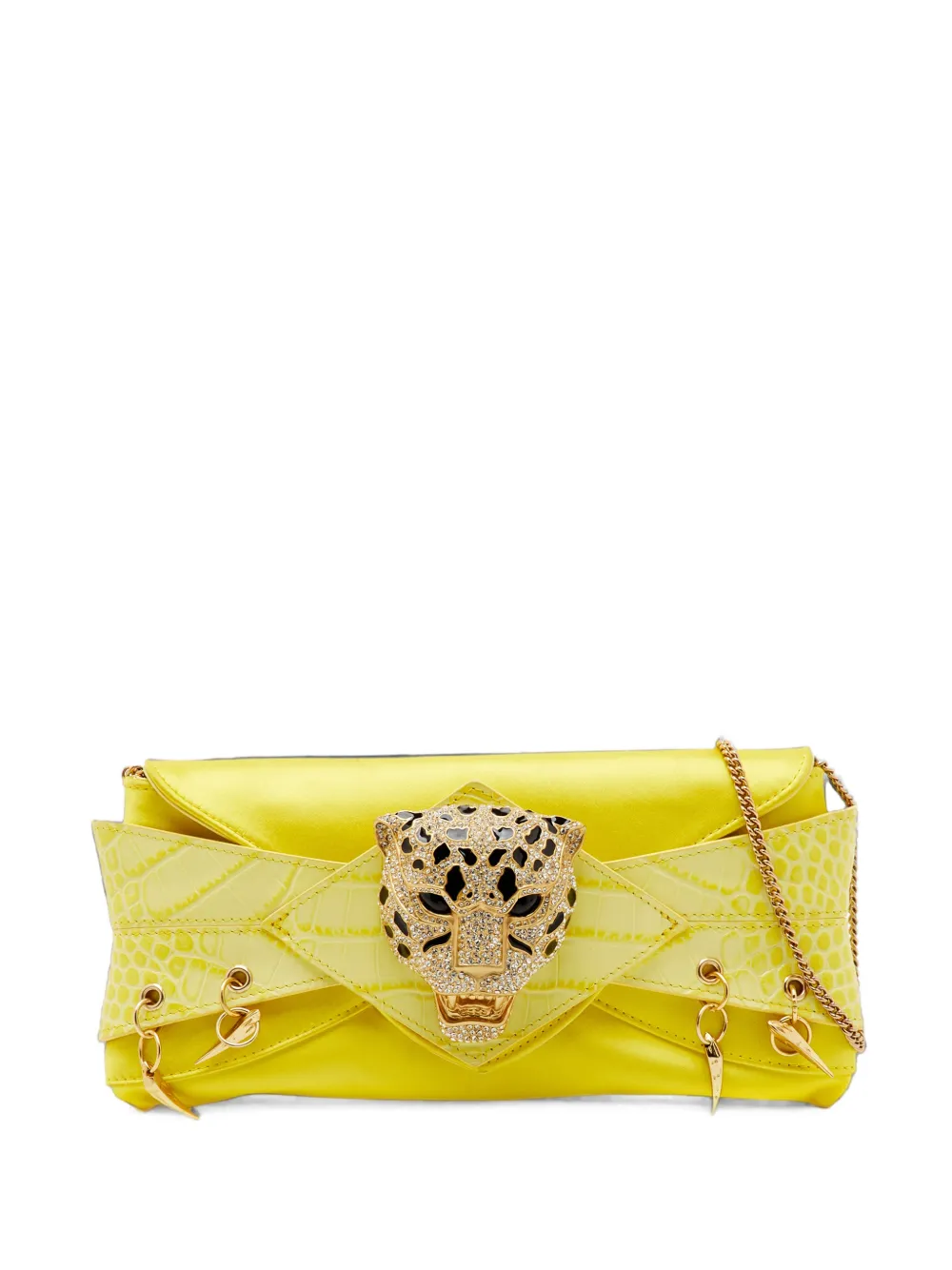 Roberto Cavalli Vintage pochette à chaîne et embossage façon croco - Jaune