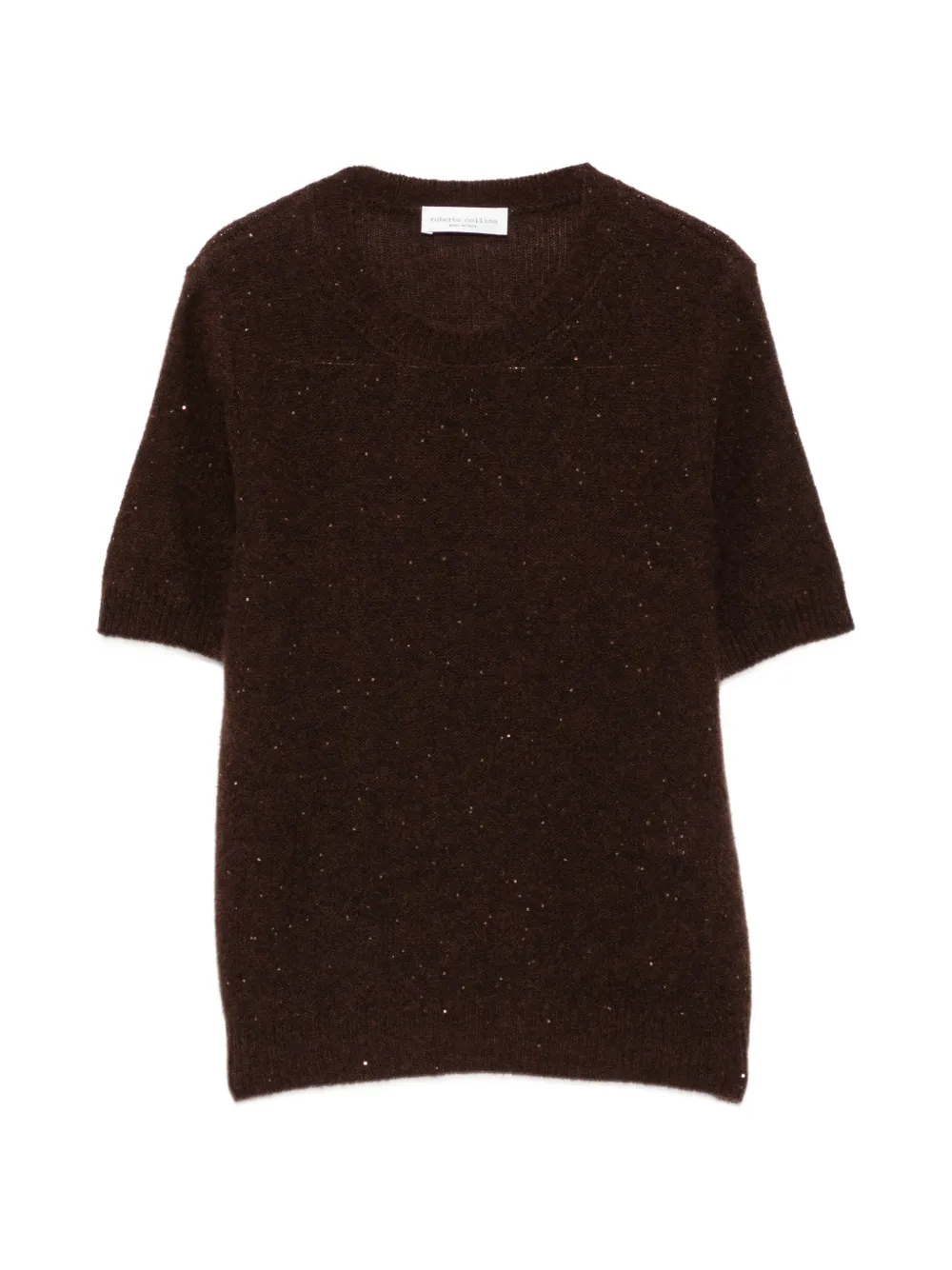 Roberto Collina sequin-embellished short-sleeve top Bruin