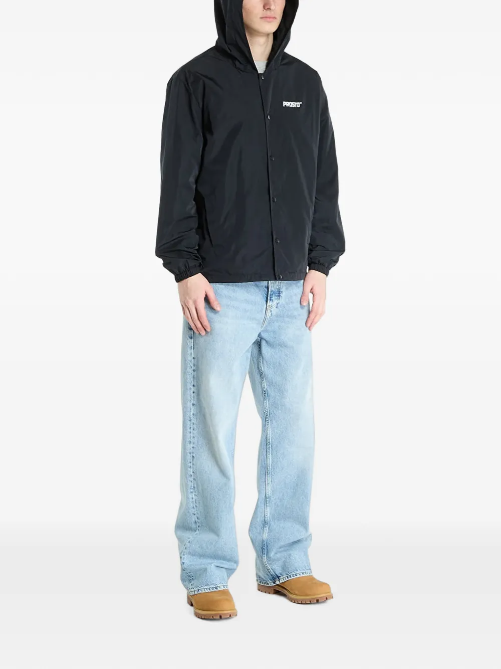 PROSTO Rains logo-print hooded jacket