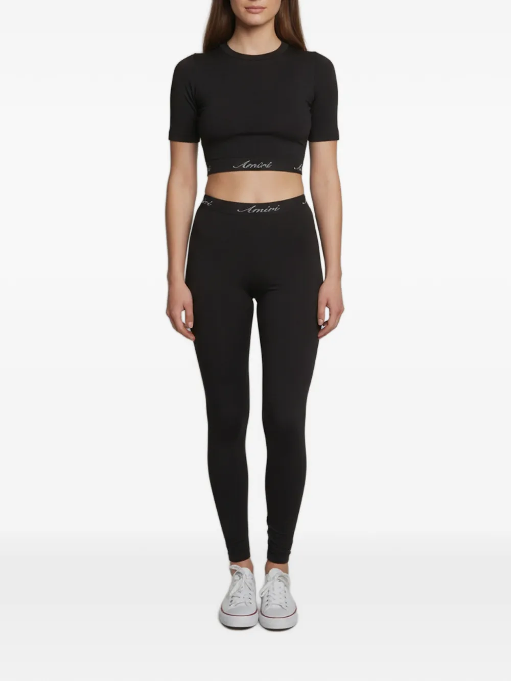 Pre-owned Amiri Logo-trim Top And Leggings Set In Black