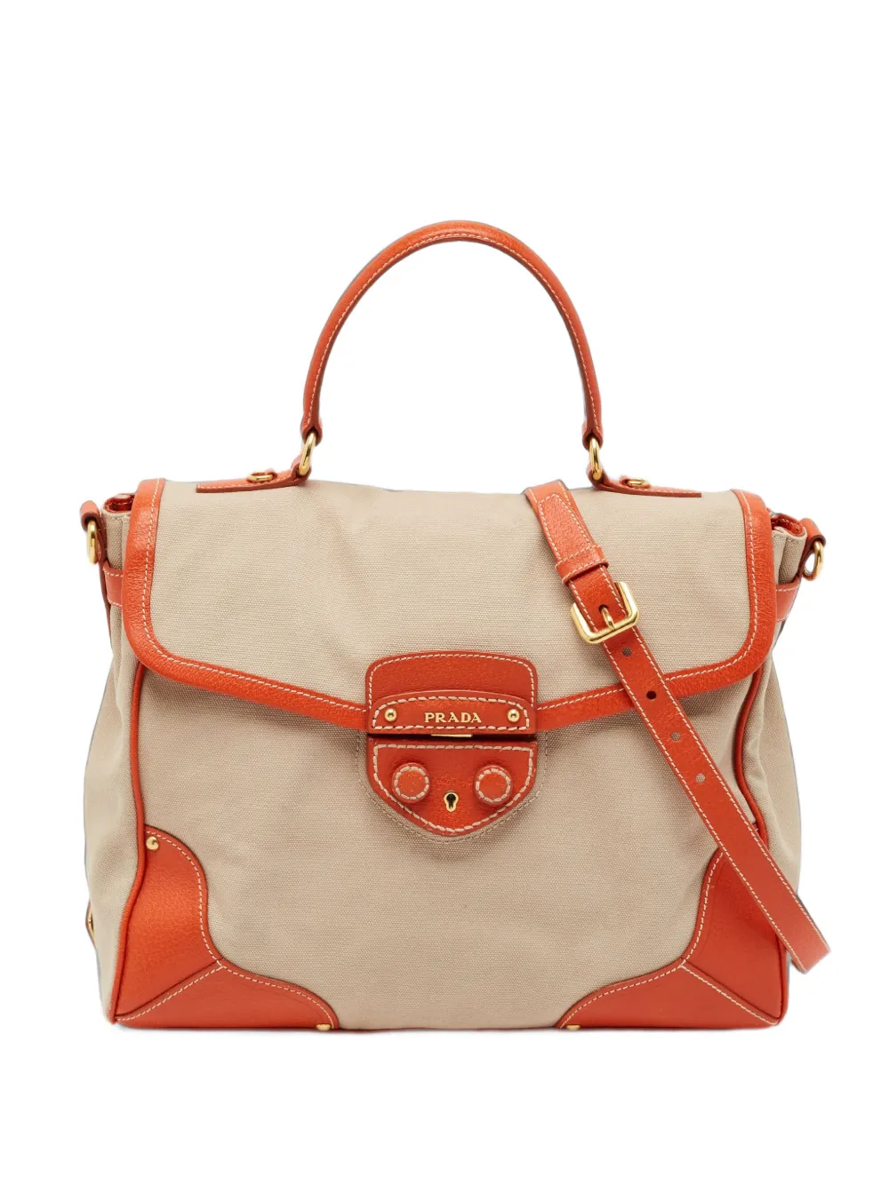 Prada Pre-Owned contrast-trim tote bag - Tons neutres Prada Pre-Owned contrast-trim tote bag - Tons neutres
