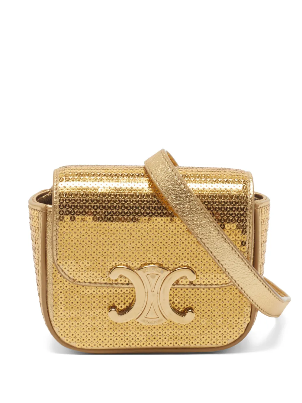 Celine Pre-Owned 2023 Mini Claude sequin crossbody bag - Gold
