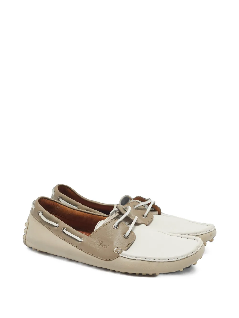 Gucci Pre-Owned Boat lacing moccasin loafers - Tons neutres Gucci Pre-Owned Boat lacing moccasin loafers - Tons neutres