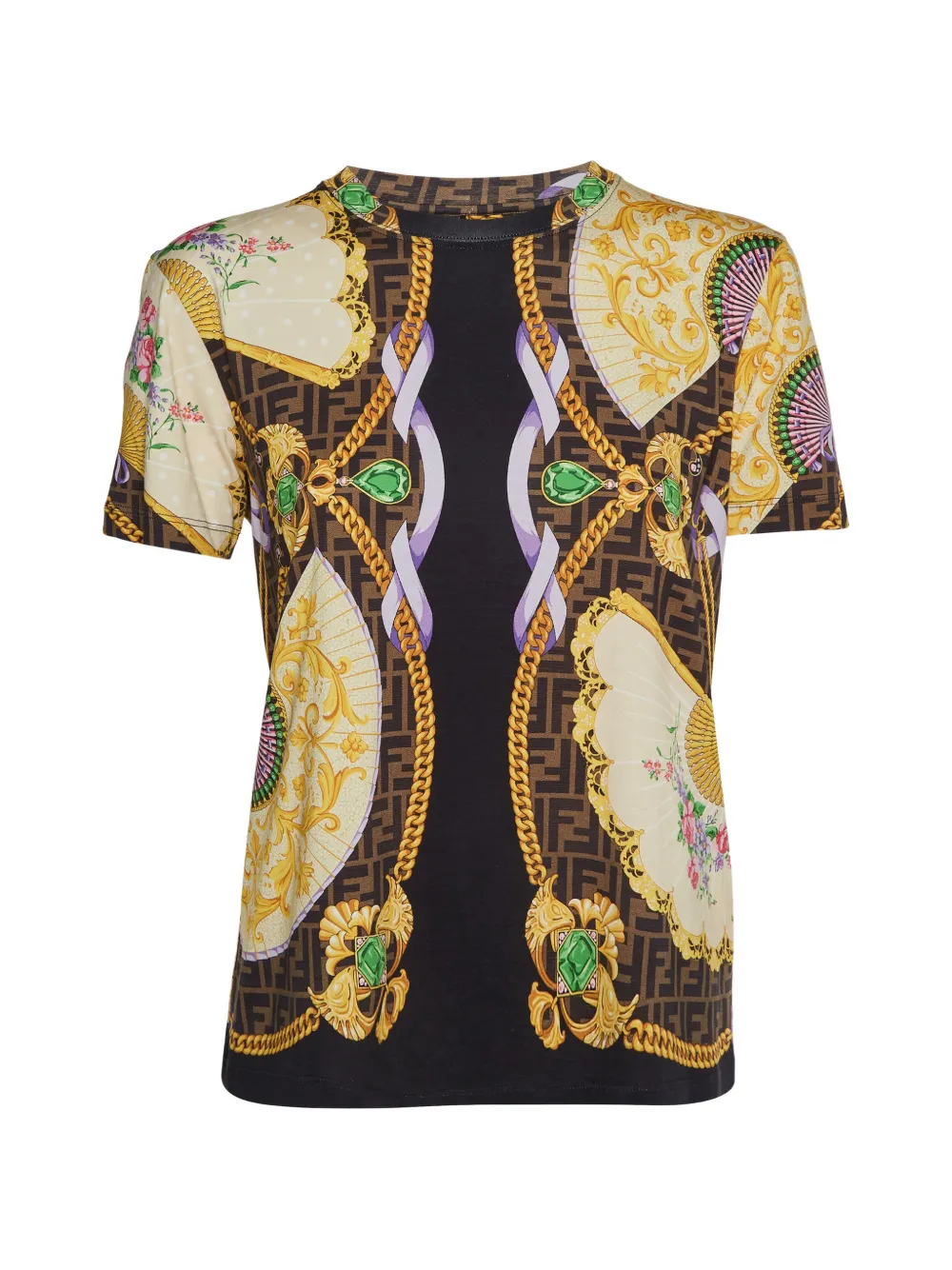 Fendi Pre-Owned Fendace Zucca Baroque-print T-shirt - Braun