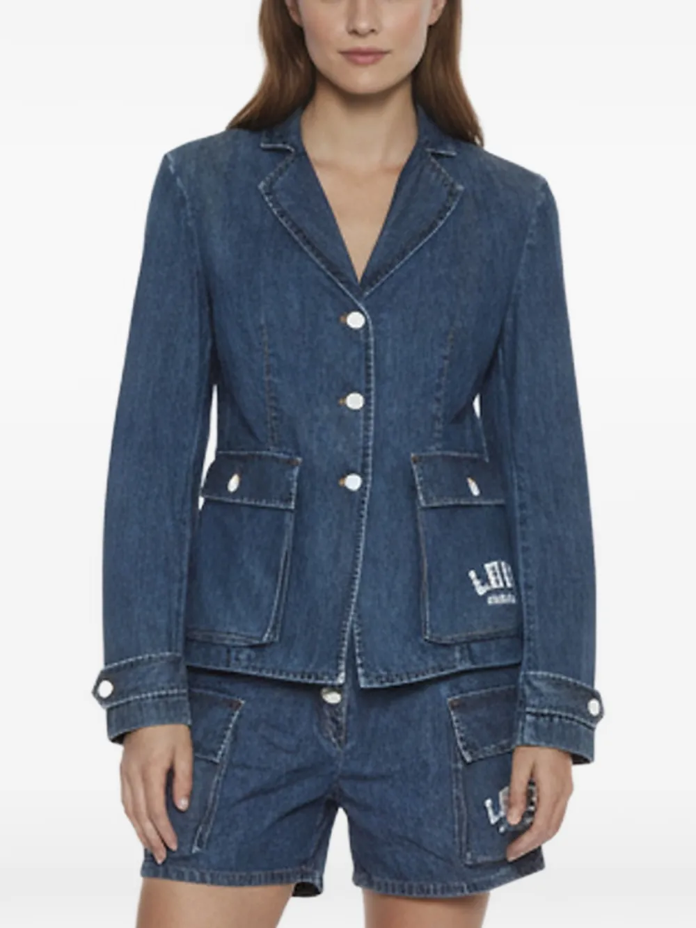 Love Moschino denim blazer and shorts set - Blu