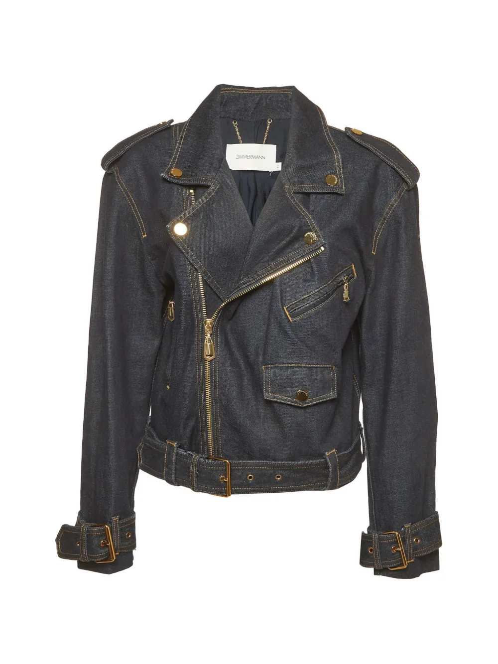 Pre-owned Zimmermann Belted Biker Jacket In Blue