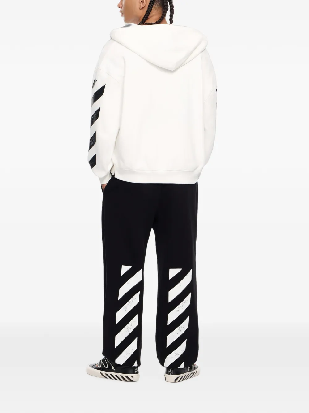 L ab c o Off-White Diagonal-print zip-up hoodie Wit